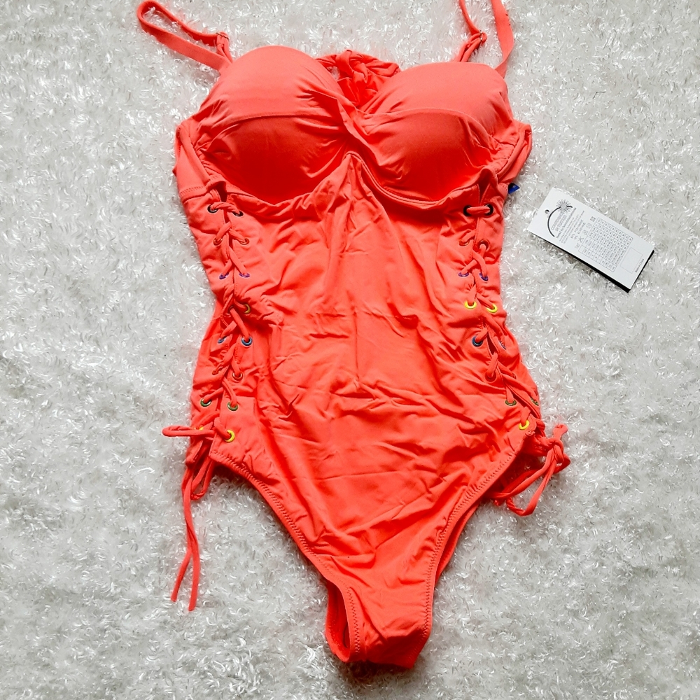 One piece orange Swimsuit size Large
